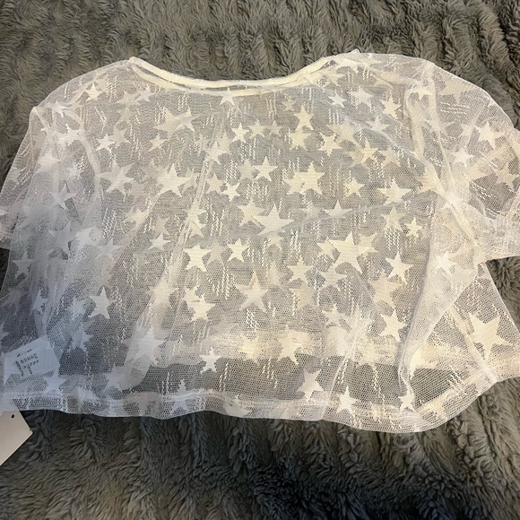 White Sheer Star Cropped Top - Picture 5 of 7
